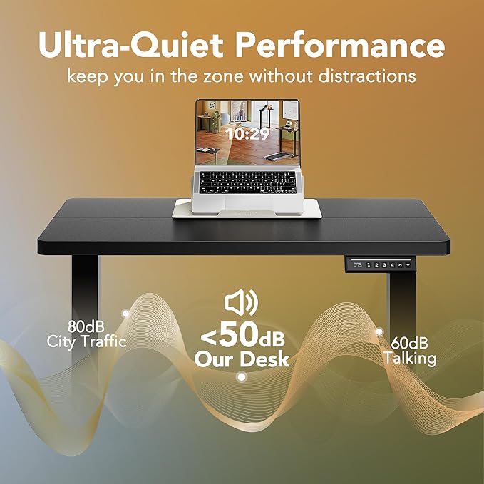 HUANUO 48" Electric Standing Desk Adjustable Height, 4 Memory Height Settings, Sit Stand Up Desk for Home Office & Computer Workstation, Black
