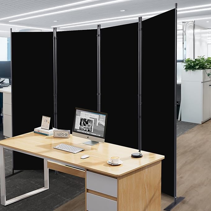 Room Divider, 4 Panel Folding Privacy Screens with Wider Feet, 6 Ft Portable Room Partition for Room Separator, Room Divider Panel 88" W X 71" H, Partition Room Dividers Freestanding，Black