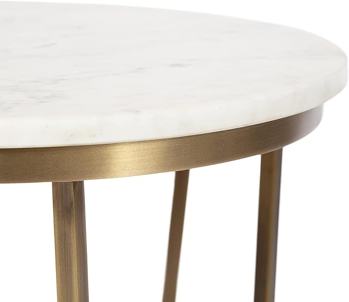 Kate and Laurel Solvay Round Metal and Wood Side Table, 16 x 16 x 24, Walnut and Antique Brass, Mid-Century Modern Bedroom Nightstand Table with Solid Mango Wood Tabletop and Iron Base