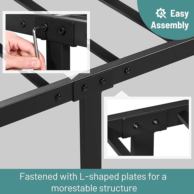 Full Size Bed Frame-Classic Metal Platform Bed Frame Mattress Foundation with Victorian Style Iron-Art Headboard/Footboard/Under Bed Storage/No Box Spring Needed/Black