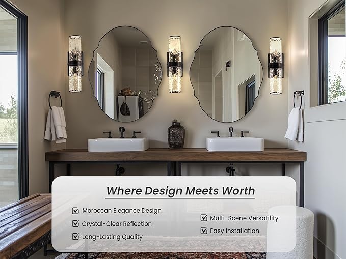 ANDY STAR Scalloped Oval Mirror for Bathroom, 24x36 Inch Matte Black Wall Vanity Mirror for Living Room,Fireplace, Rustproof Stainless Steel Metal Frame, Hang Vertical or Horizontal