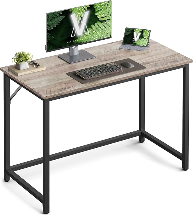 VASAGLE Computer Desk, Gaming Desk, Home Office Desk, for Small Spaces, 19.7 x 39.4 x 29.9 Inches, Industrial Style, Metal Frame, Greige and Black ULWD041B02
