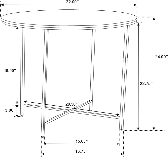Coaster Home Furnishings - Ellison - Round Side End Table with Welded Iron Frame, Gold Metal Finish - Contemporary Style - Living Room - 22-Inch - White and Gold - 723207