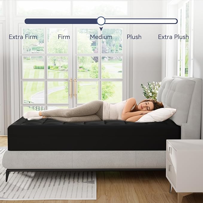 ELEMUSE Dual Layer 3 Inch Memory Foam Mattress Topper Twin, 2 Inch Cooling Gel Memory Foam Plus 1 Inch Down Alternative Pillowtop Mattress Pad with Cooling Cover, Soft Comfort Support, Black