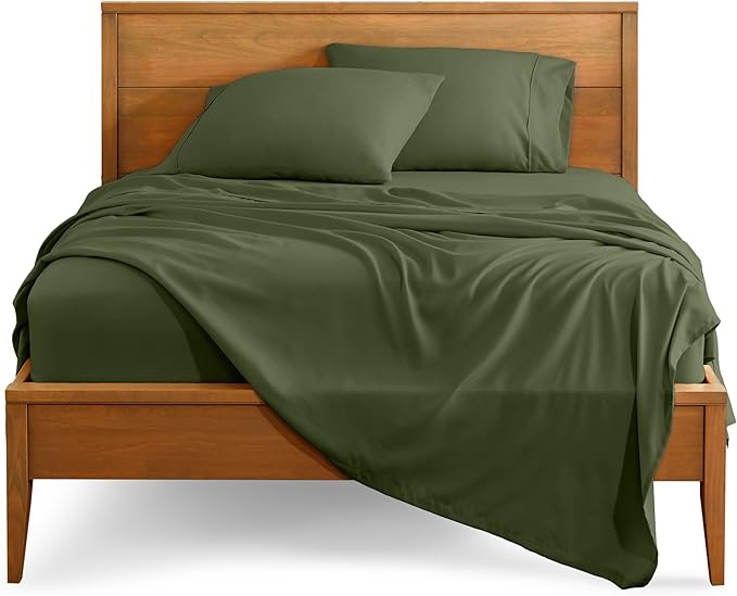 Bare Home Split Head Flex King Sheet Set - 1800 Ultra-Soft Microfiber Bed Sheets - Double Brushed - Deep Pockets - Easy Fit - 4 Piece Set - FlexTop King Bedding (Split Head Flex King, Cypress)