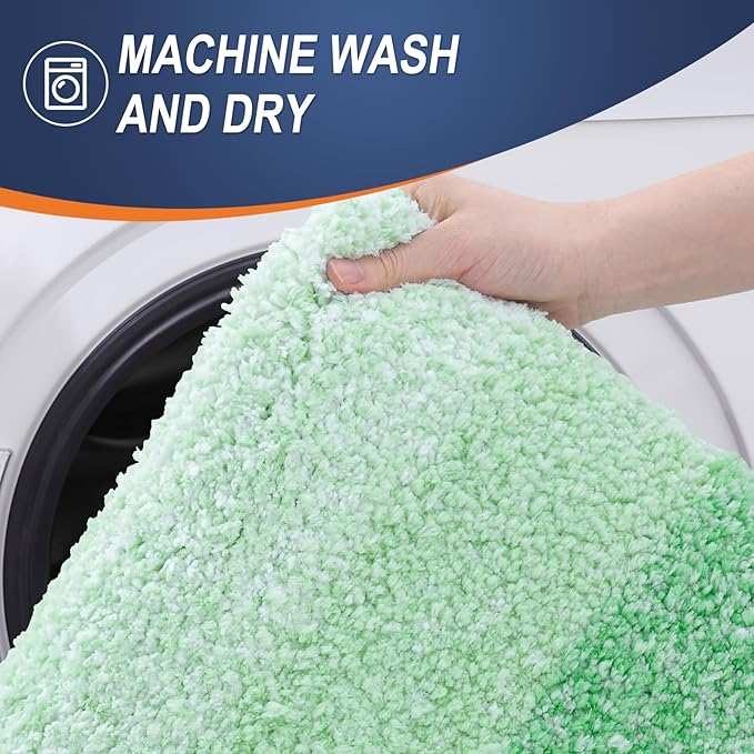 OLANLY Bathroom Runner Rugs 59x17, Extra Soft Absorbent Microfiber Bath Rugs, Rubber Backing, Quick Dry, Machine Washable Bath Mats for Bathroom Floor, Tub and Shower, Home Decor Accessories, Green