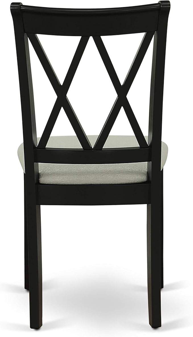 East West Furniture DUCL7-BLK-C 7 Piece Dining Room Furniture Set Consist of a Rectangle Dining Table and 6 Linen Fabric Upholstered Chairs, 36x60 Inch, Black