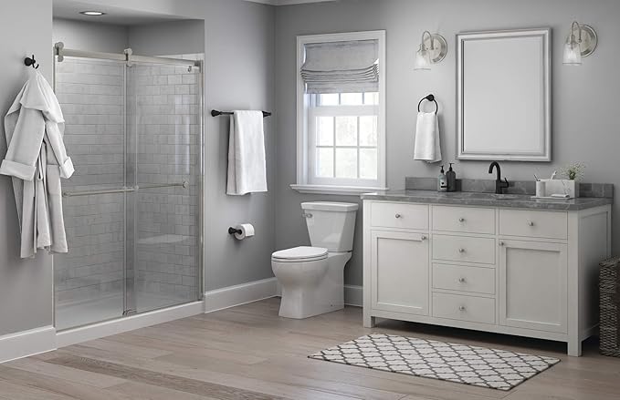 Franklin Brass Kinla 5-Piece Bathroom Set Matte Black 18" and 24" Towel Bar Racks, Toilet Paper Holder, Ring, Hook KIN5PC-MB