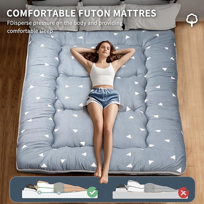 Japanese Floor Mattress,Roll Up Memory Foam Tatami Mat Easy to Store and Portable,Futon Mattress Suitable for Camping and Guest Room (Grey, Twin (80" x 36"))