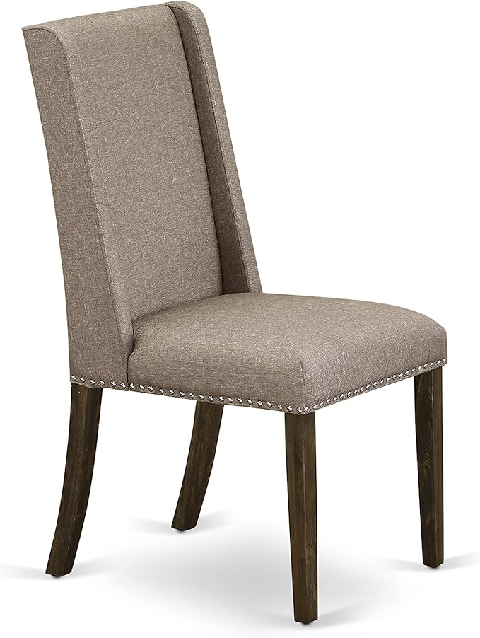 East West Furniture X777FL716-6 6 Piece Dining Table Set Contains a Rectangle Table with X-Legs and 4 Dark Khaki Linen Fabric Upholstered Chairs with a Bench, 40x72 Inch, Multi-Color