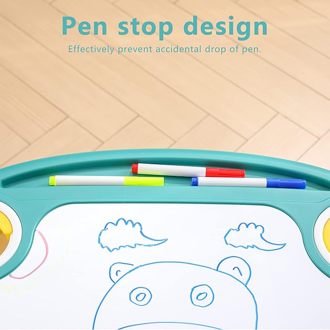 Kids Table and Chair Set The Table Can Be Graffiti and The Height Can Be Raised and Lowered for Children Age 2-10 The Order Includes Watercolor Pen and Blackboard Eraser