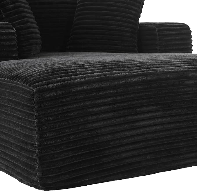 Oversized Chaise Daybed Lounge Sleeper Chair Sofa Bed Indoor, Fluffy Corduroy Upholstered Sleeper Recliner Sofabed Full Foam Boneless Cloud Sofabed W/3 Pillows for Home/Apartment Living Room Bedroom
