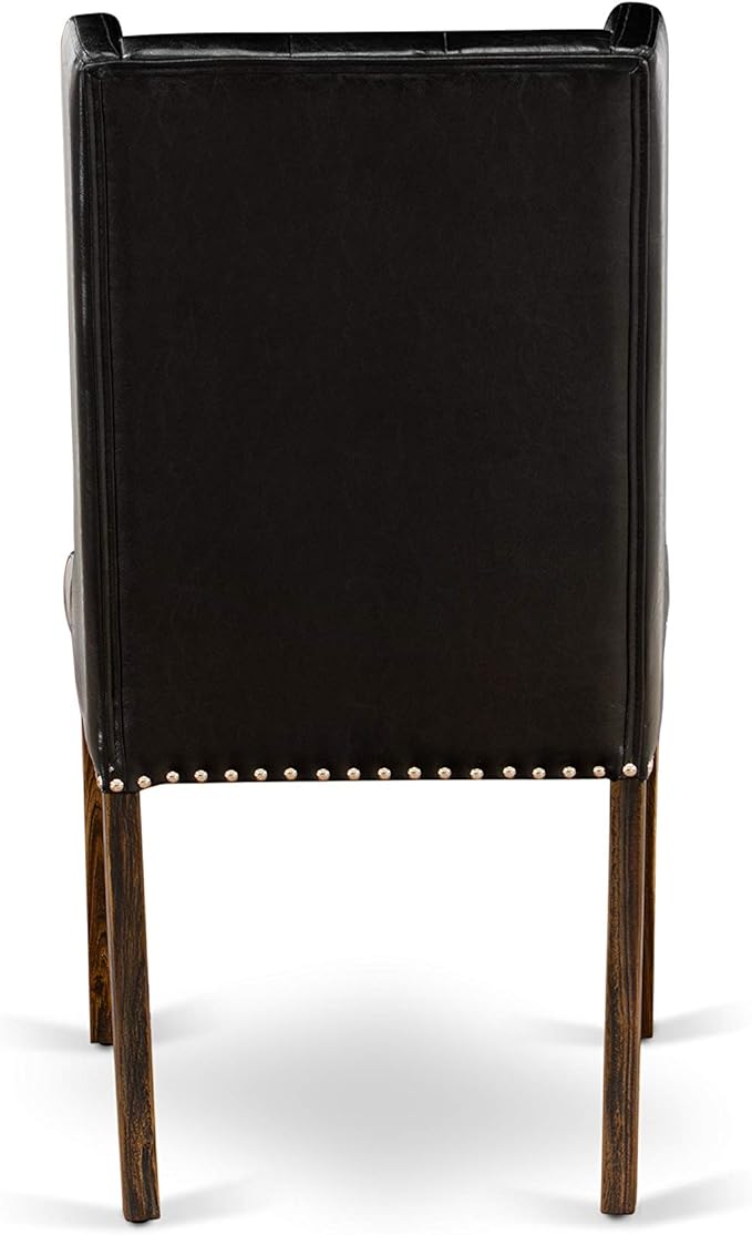 East West Furniture X777FO749-9 9 Piece Dining Table Set Includes a Rectangle Dining Room Table with X-Legs and 8 Black Faux Leather Parsons Chairs, 40x72 Inch, Multi-Color