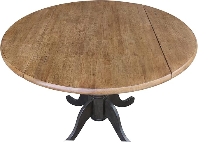 International Concepts 42 Inch Dual Drop Leaf Dining Height Table, Hickory/Washed Coal.
