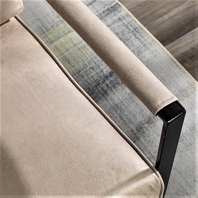 Container Furniture Classic Mid Century Modern Accent Chair with Durable Square Metal Frame, Armchair for Living Room, Bedroom, Home Office in Spotted Microfiber Upholstery, Light Camel