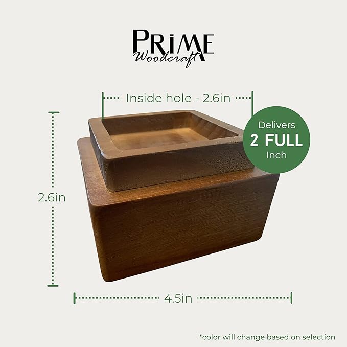 Walnut Wood Risers - 2 Inch Height, 4 Risers, Walnut - Square Bed Risers for Storage and Cleaning - Heavy Duty Furniture Lifter for Table, Couch and Sofa Legs at Home and Office
