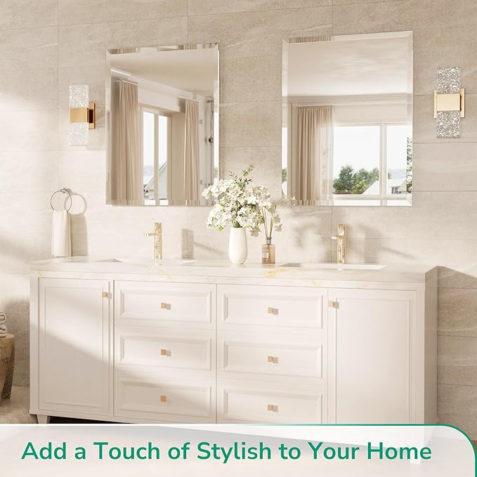TokeShimi 24x32 Beveled Bathroom Mirror Frameless, Tempered Rectangle Bathroom Vanity Mirror Beveled with 1" Beveled Edge, Shatterproof Farmhouse Wall Mirrored for Living Room, Entryway, Restroom
