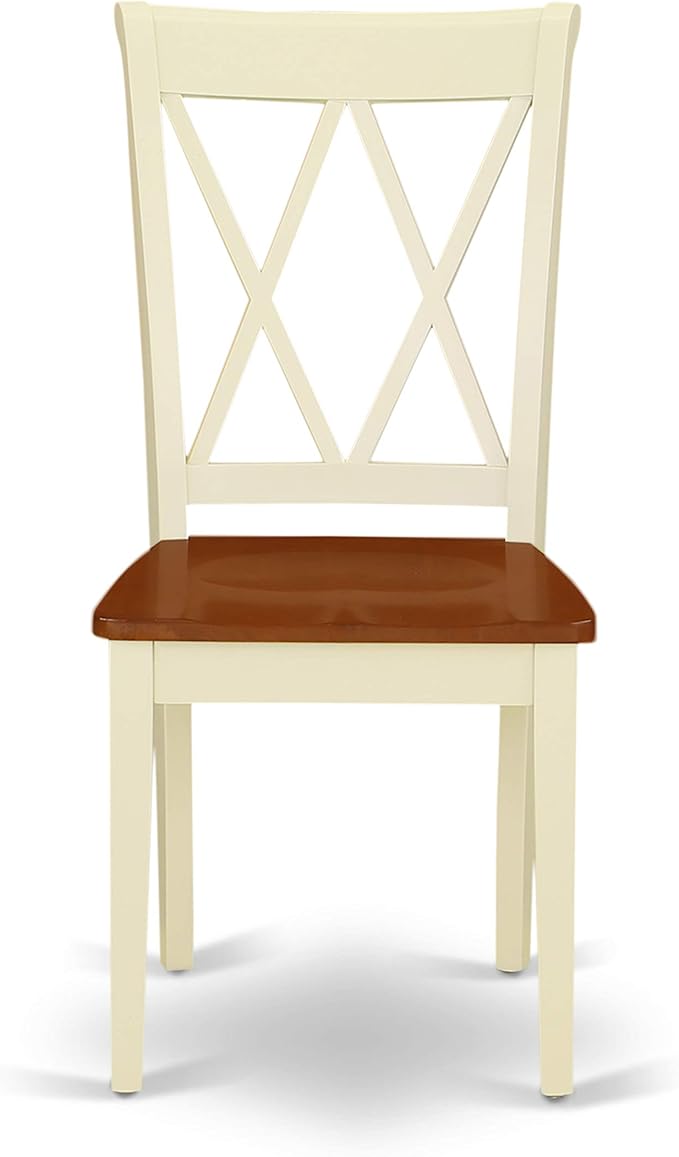 East West Furniture DOCL5-BMK-W 5 Piece Dining Set Includes a Rectangle Dining Room Table with Butterfly Leaf and 4 Wood Seat Chairs, 42x78 Inch, Buttermilk & Cherry