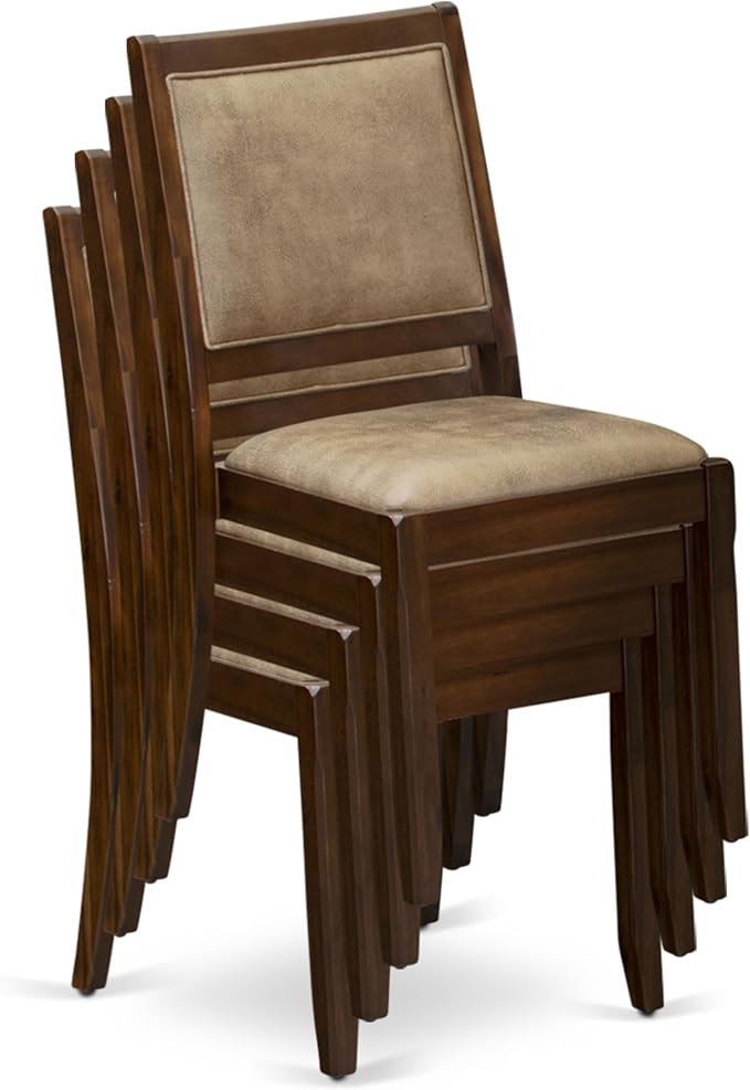 X12X2-008-28 - 13-Pc Dining Room Table Set includes an Extendable Rectangle Kitchen Table and 12 Stackable Polyester Fabric Dining Chairs, 39x120 Inch, Antique Walnut
