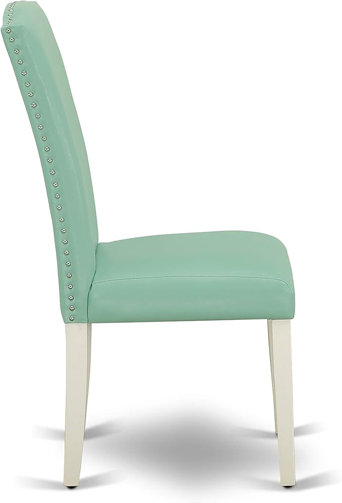 East West Furniture OXEN5-LWH-57 5 Piece Kitchen Table & Chairs Set Includes a Square Dining Room Table and 4 Pond Faux Leather Parsons Dining Chairs, 36x36 Inch, Linen White