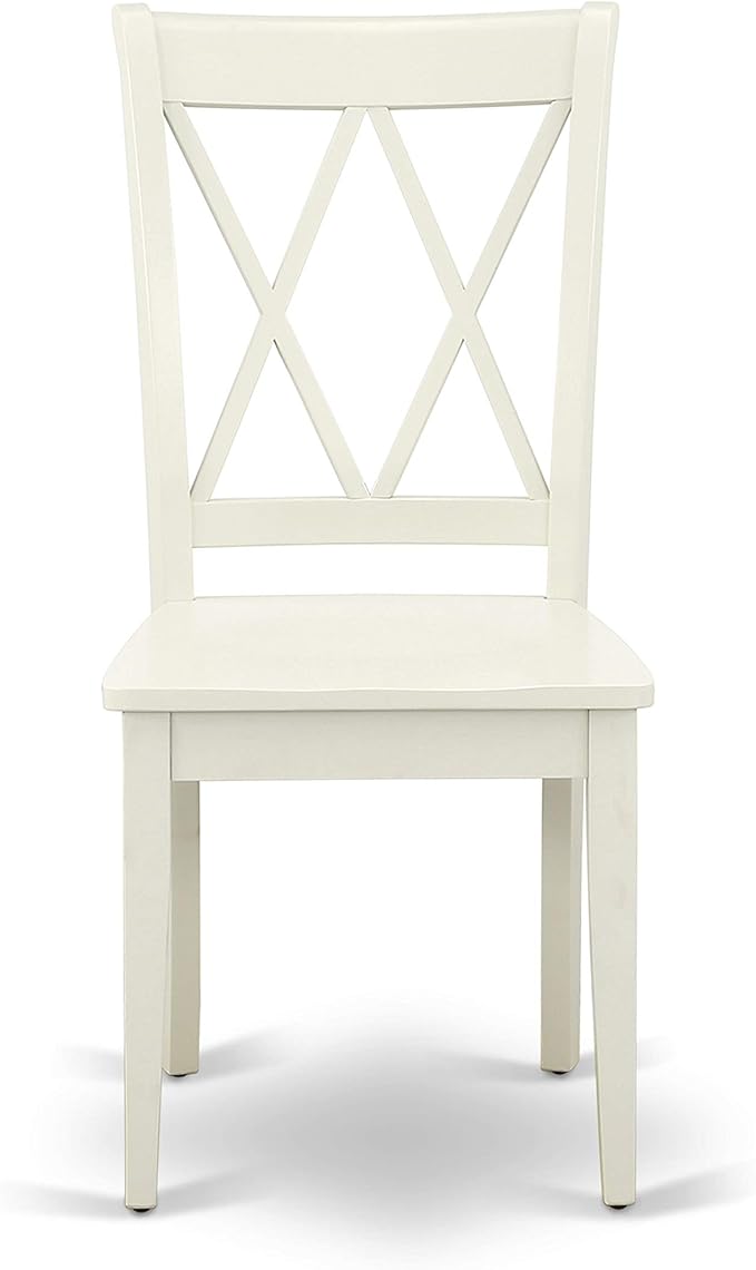 East West Furniture DOCL9-LWH-W 9 Piece Dining Table Set Includes a Rectangle Dinner Table with Butterfly Leaf and 8 Dining Room Chairs, 42x78 Inch, Linen White