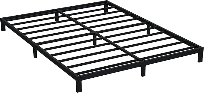 EMODA 6 Inch California King Bed Frames Heavy Duty Metal Cal King Platform with Steel Slats Support, No Box Spring Needed, Noise Free, Black