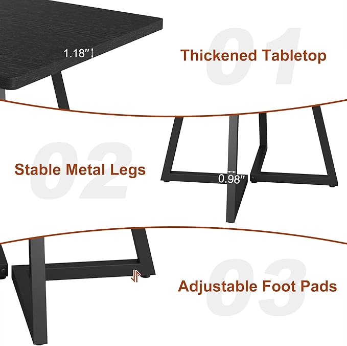 Square Dining Table for 4, 31.5-Inch Farmhouse Dinner Table Wooden Kitchen Tables with Metal Base for Dining Room, Kitchen, Living Room, Black