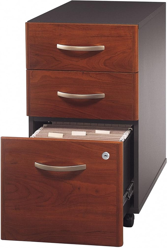 Bush Business Furniture Components 21" D Vertical 3-Drawer Mobile File Cabinet, Hansen Cherry/Graphite Gray, Standard Delivery