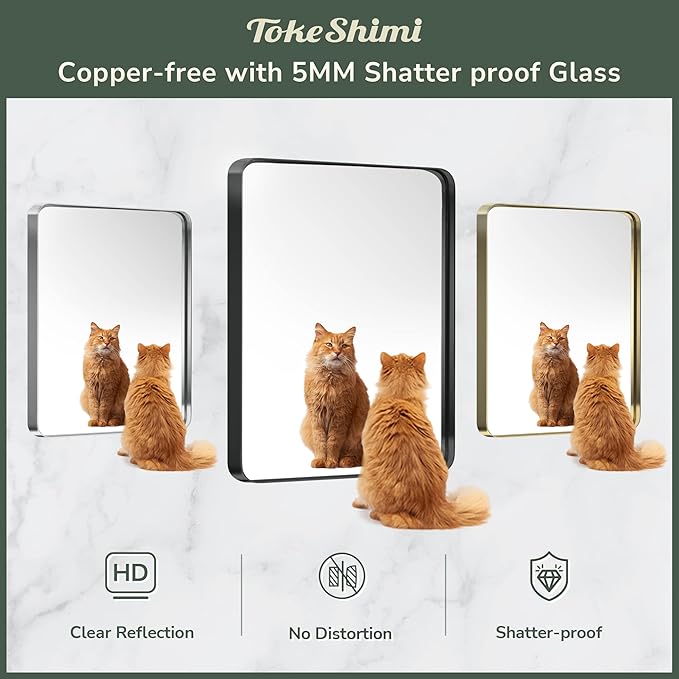 TokeShimi 28x36 Inch Brushed Silver Bathroom Vainty Mirror for Wall with Non-Rusting Aluminum Alloy Brushed Metal Frame for Modern Farmhouse Bedroom Living Room Decor (Horizontal/Vertical)
