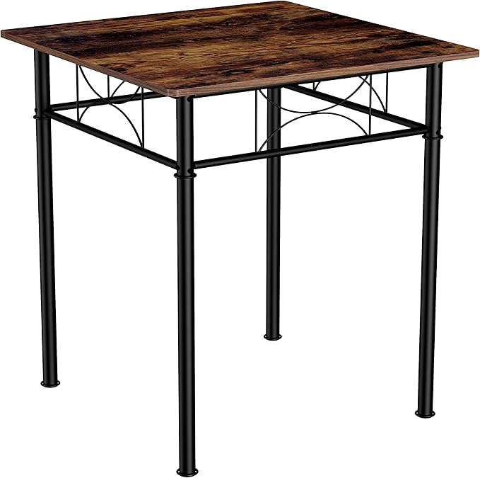 JOIN IRON 3-Piece Kitchen Dining Room Table Set for Small Spaces，Iron Wood Square Table with 2 Chairs for Kitchen Dining Room Furniture
