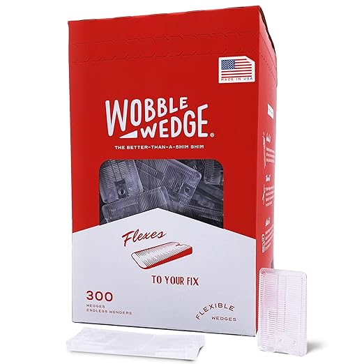 Wobble Wedges Flexible Plastic Shims - Leveling Shims for Home Improvement, Furniture Levelers, Table, and Toilet for Leveling - Made in USA Plastic Wedges Shim for Appliances (Clear, 300-Pack)