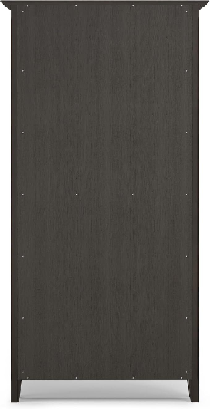SIMPLIHOME Amherst Bookcase - 70 inch Tall 5-Shelf Solid Wood Bookshelf in Hickory Brown, Transitional Storage for Living Room, Study Room or Office with Adjustable Shelves and Tapered Legs