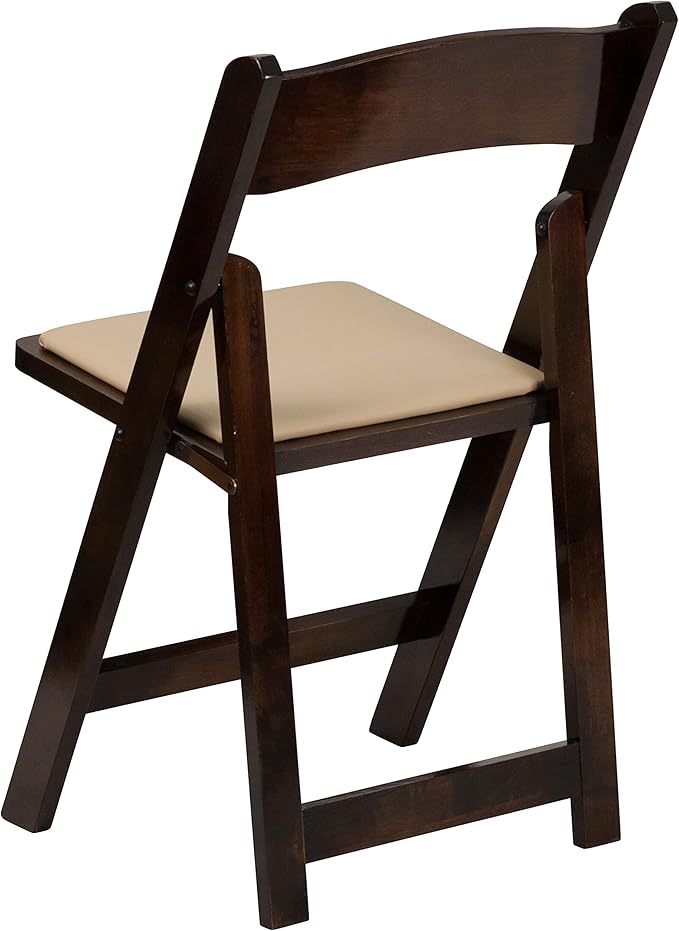 Flash Furniture 2 Pack HERCULES Series Fruitwood Wood Folding Chair with Vinyl Padded Seat