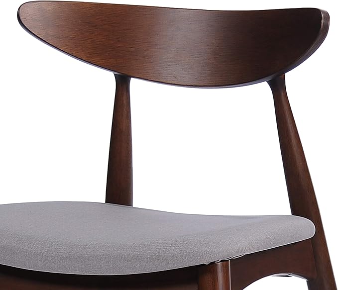 Christopher Knight Home Barron Fabric and Walnut Wood Dining Set, 5-Pcs Set, Light Grey / Walnut