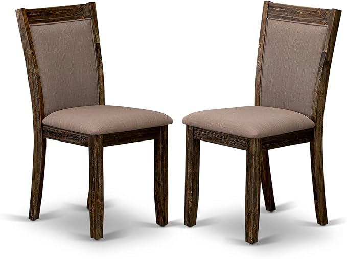 East West Furniture V777MZ748-7 7 Piece Modern Dining Table Set Consist of a Rectangle Wooden Table with V-Legs and 6 Coffee Linen Fabric Upholstered Chairs, 40x72 Inch, Multi-Color