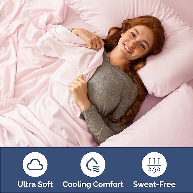 Cal King Size 4 Piece Sheet Set - Comfy Breathable & Cooling Bed Sheets Set - Hotel Luxury Bedding for Women, Men, Kids, Teens, Boys & Girls - Deep Pockets and Wrinkle Free - Oeko-Tex - Lavender Pink
