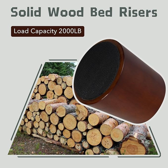 Furniture Raisers Bed Risers - 4 Inch Wooden Circle Heavy Duty Furniture Height Extenders Lifts for Sofa Couch Desk Chair Table Base Raising Space, Convenient Store and Cleaning, Pack of 4