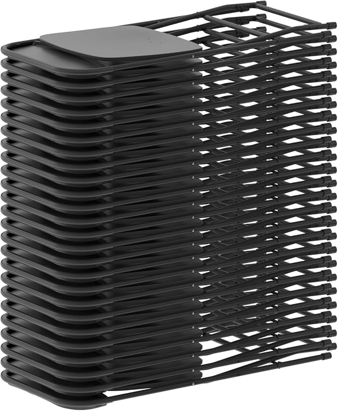 Flash Furniture Hercules Series Plastic Folding Chairs for Parties and Weddings, Stackable Commercial Event Seats with 650-lb. Static Weight Capacity, Set of 4, Black
