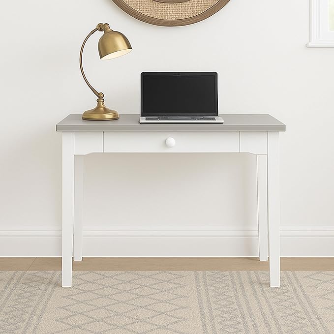 Hillsdale Furniture Clarion, Gray Wood Top/Sea White Base Desk/Table, Distressed