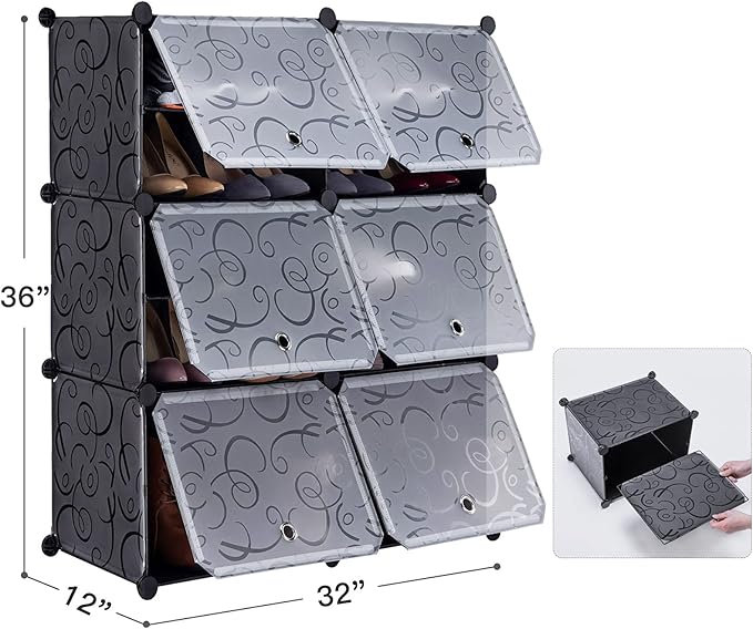 Shoe organizer Cabinet,24 Pair shoe rack organizer closet, DIY Narrow Standing Stackable Space Saver Shoe Cabinet with Doors