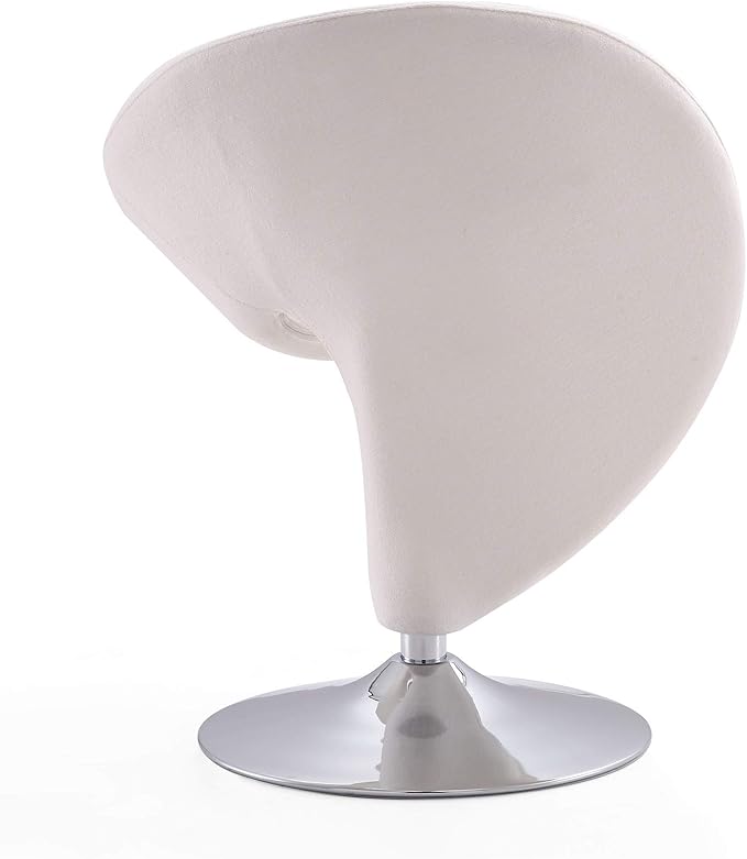 Manhattan Comfort Curl Swivel Accent Chair Set of 2 with 360° Turn, Fully Assembled, Upholstered in Wool Blend, Modern Ergonomic Design with Polished Chrome Base, Living Room & Office, Set of 2, Cream