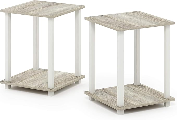 Furinno Simplistic Set of 2 End Table, Sonoma Oak/White