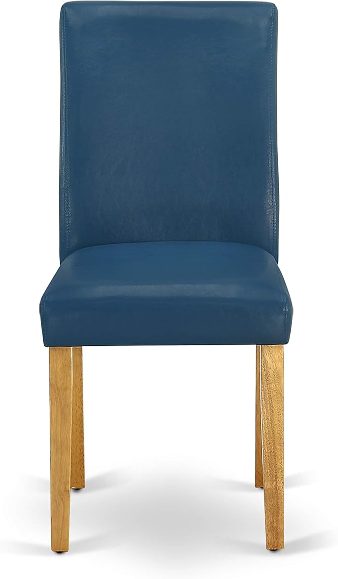East West Furniture CAAB7-OAK-55 7 Piece Dining Table Set Consist of a Rectangle Dining Room Table and 6 Oasis Blue Faux Leather Upholstered Parson Chairs, 36x60 Inch, Oak