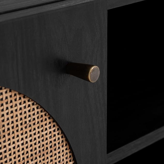 SAFAVIEH Home Collection Ophelia Black 2-Door 2-Shelf Entertainment Media Stand (Fits up to a 50" Flatscreen TV)