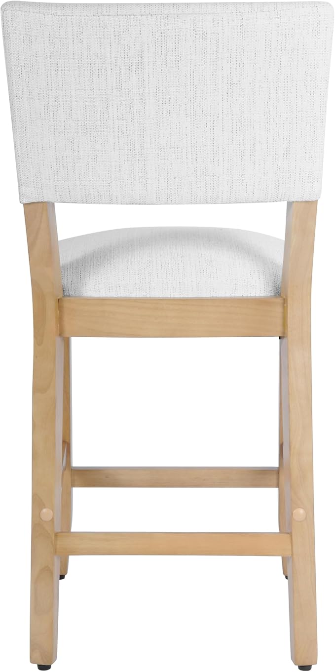 HomePop 24" Open Back Counter Stool Home Décor|Fabric Chairs for Dining Room, Kitchen and Living Room - Stain Resistant White Woven(Single Pack)