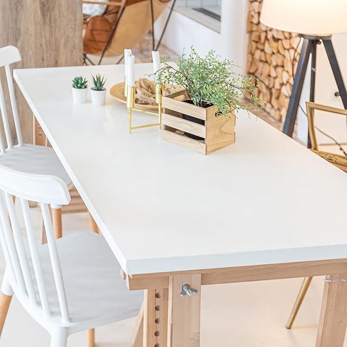Kaboon 45.67"x23.62" White Table Top, Solid One-Piece Desktop, Reversible Melamine Countertop, Double Desks, L-Desk DIY