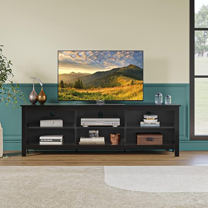Panana TV Stand, Moden 6 Cubby TV Stand for 75 inch TV, Farmhouse Television Stands Entertainment Center Media Stand with Storage TV Table Stand for Living Room