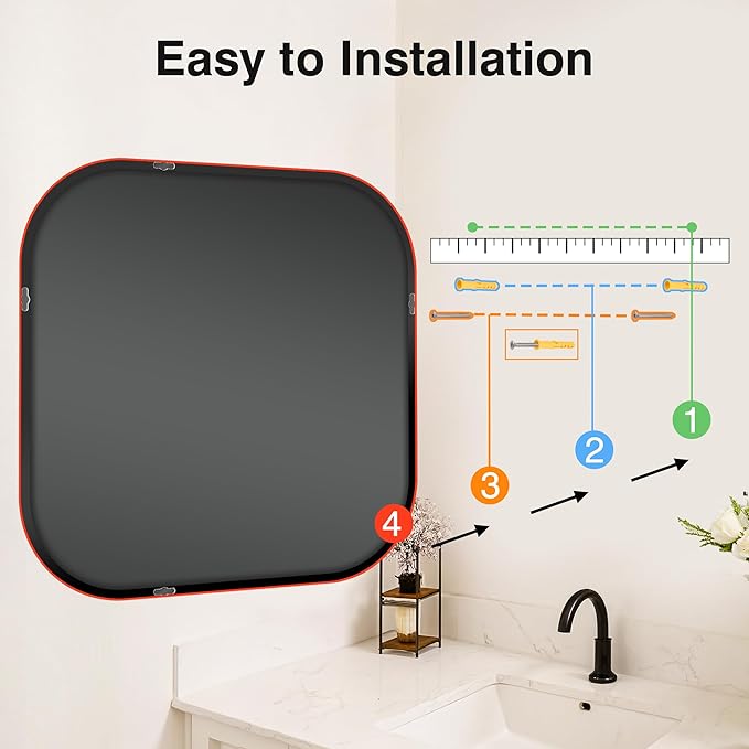 Bathroom Mirrors for Over Sink, 35x35 Vanity Squircle Mirror for Bathroom Sink, HD Shatterproof Square Wall Mirror for Bathroom Washroom Lavatory Restroom Metal Frame