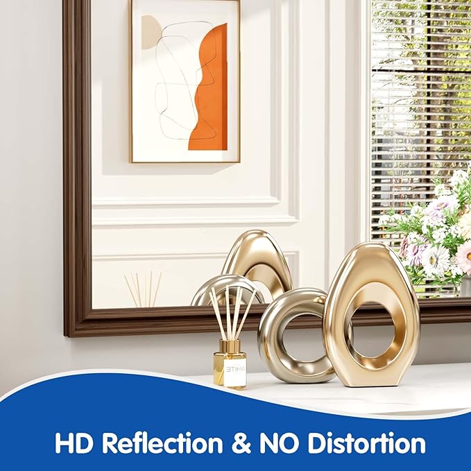 WEER Retro Copper Bathroom Mirror, 55x30 Inch Bronze Oil Rubbed Framed Mirror, Rectangle Classic Vintage Framed Wall Mirror, Farmhouse Vanity Mirror, Tempered Glass, Vertically or Horizontally