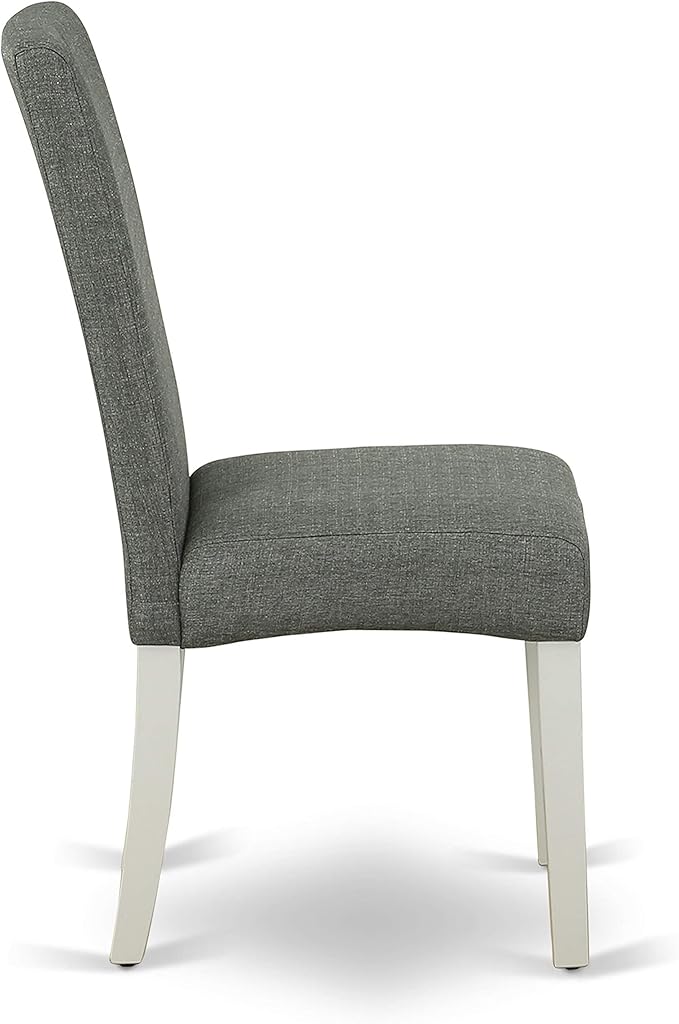 East West Furniture AMDR3-LWH-07 3 Piece Dining Table Set for Small Spaces Contains a Round Kitchen Table with Pedestal and 2 Gray Linen Fabric Upholstered Chairs, 36x36 Inch, Linen White